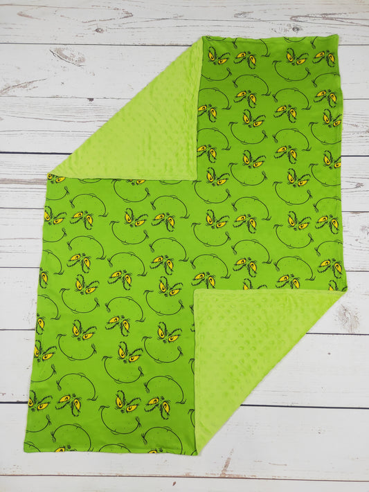 Baby Green Character Print Christmas Blanket