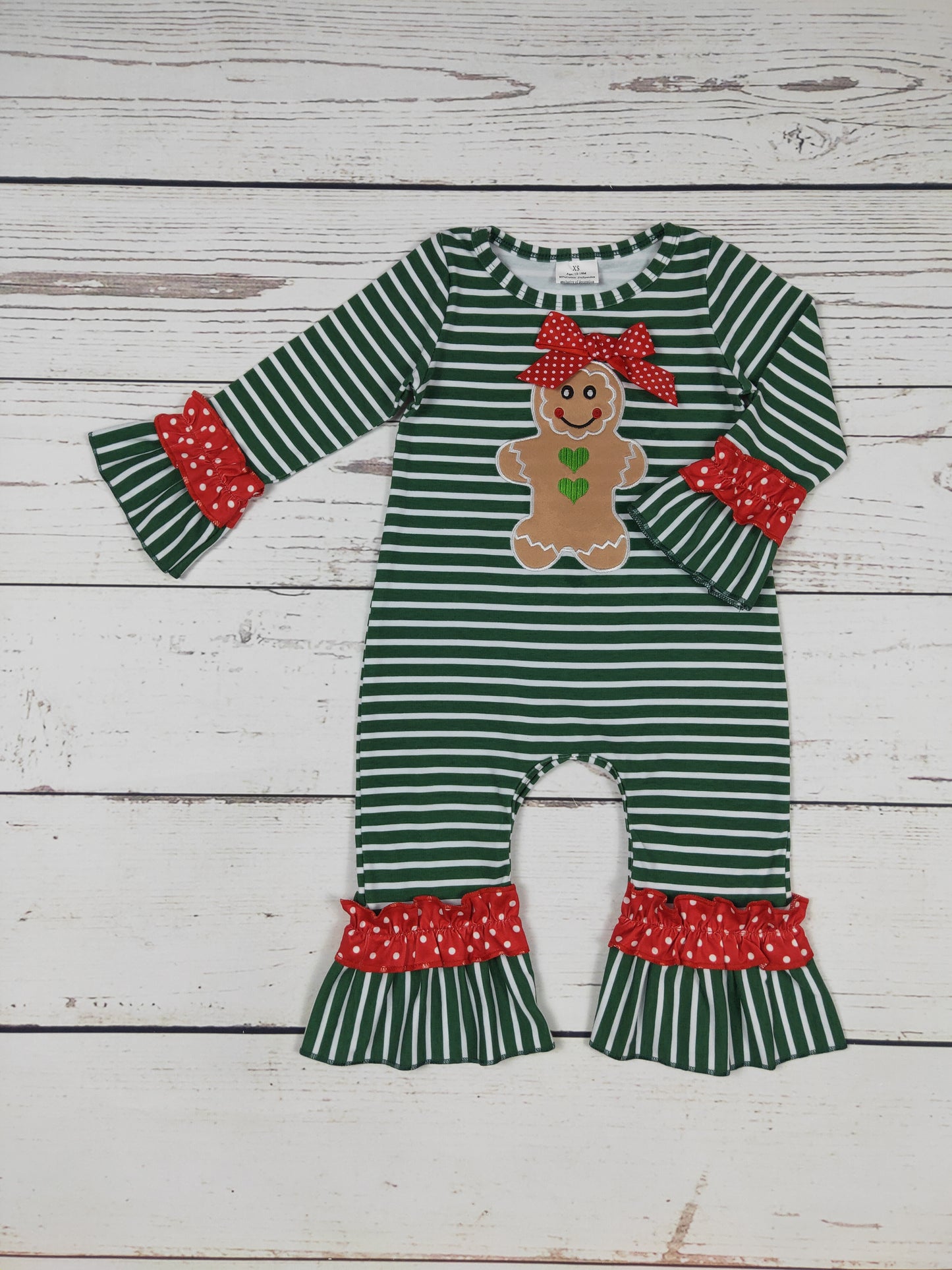 Baby Gingerbread Appliqué Christmas Romper