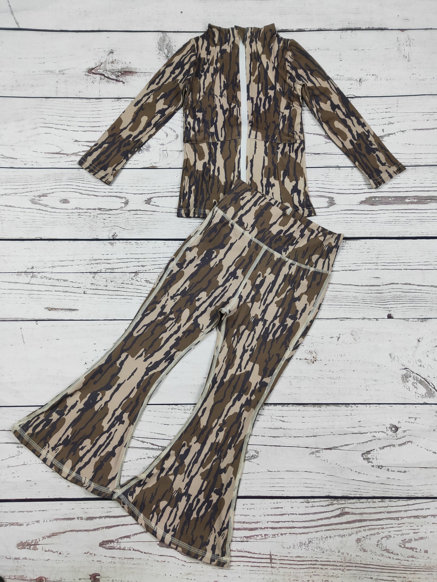 Kids Girls Camouflage Printed Yoga Set