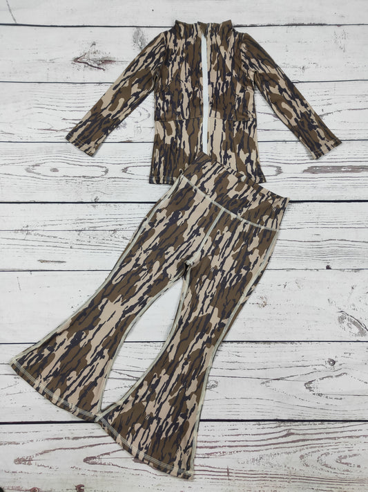 Kids Girls Camouflage Printed Yoga Set