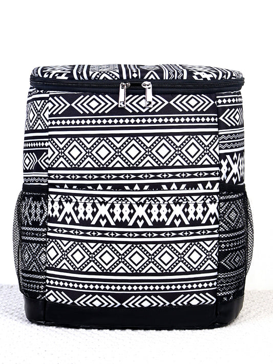 Black Aztec Print Cooler Insulated Bag