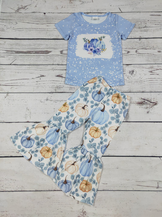 Pumpkin Printed Girls Top Pants Set