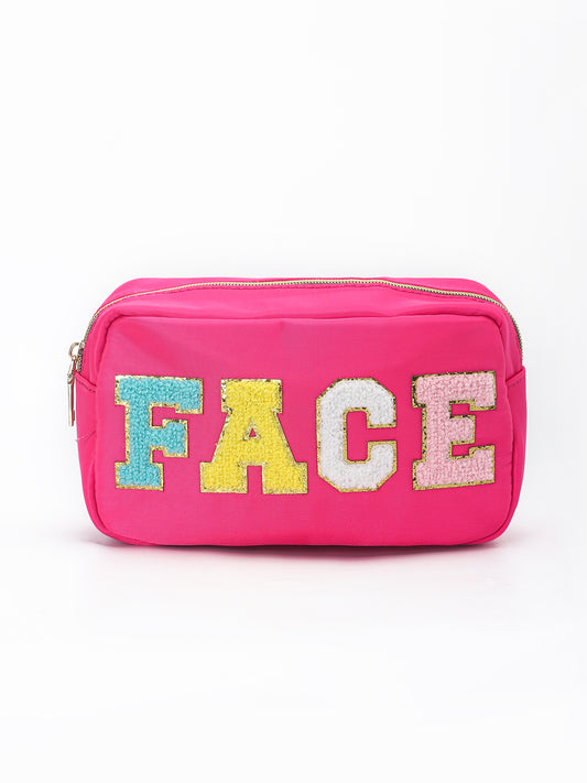 Hot pink face women makeup bag