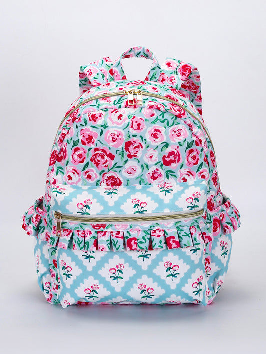 Pink Flower Kids Ruffle Backpack