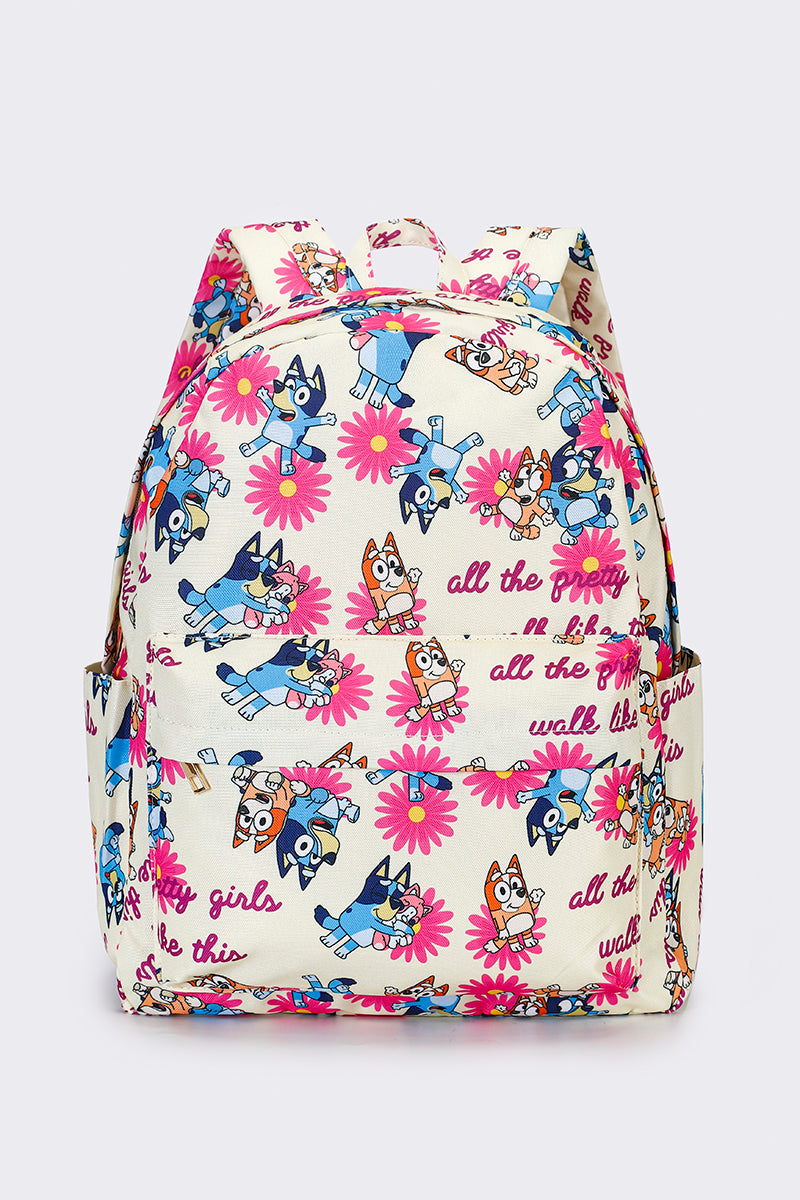 Girls Pink Flower Character Backpack