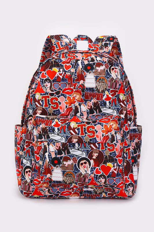 Red Music Tour Printed Girls Backpack