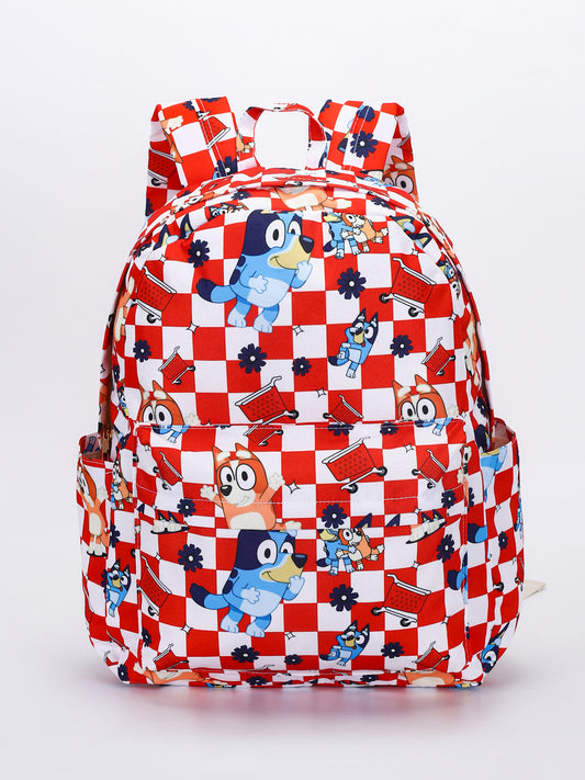 Red Checkered Character Kids Backpack