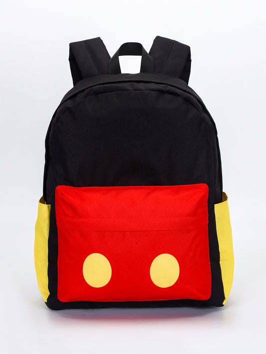 Black Red Character Printed Backpack