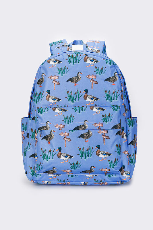 Boys Blue Duck Printed Canvas Backpack