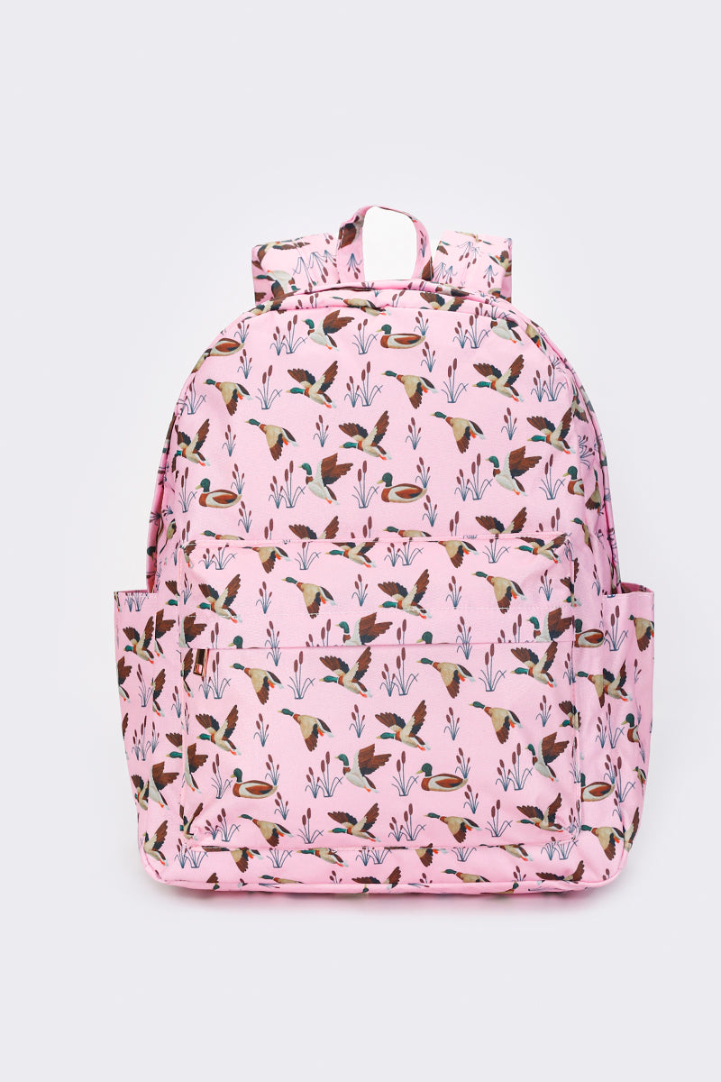 Pink Girls Duck Printed Canvas Backpack