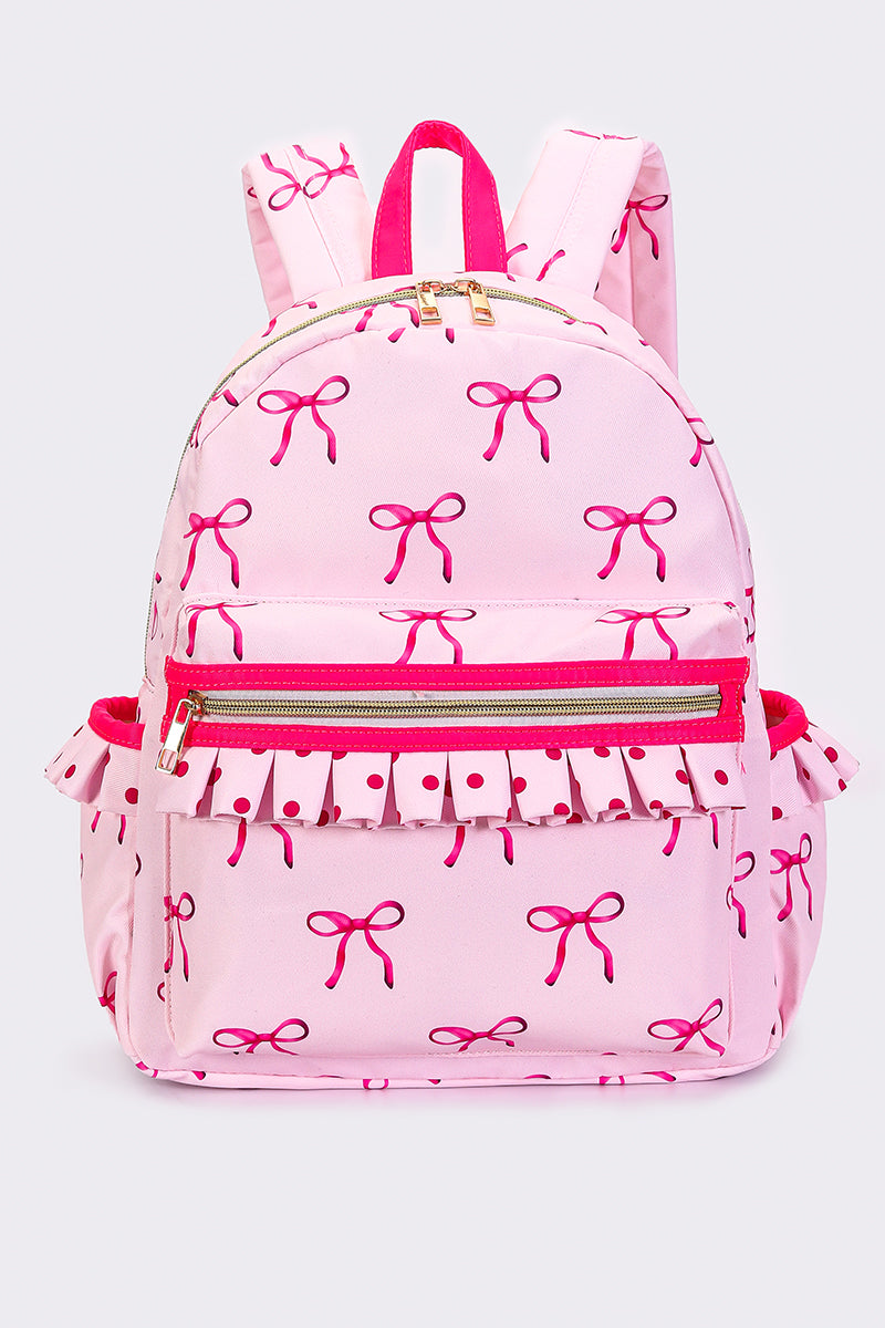 Bow Print Girls Ruffle Backpack – Sassy kids palace