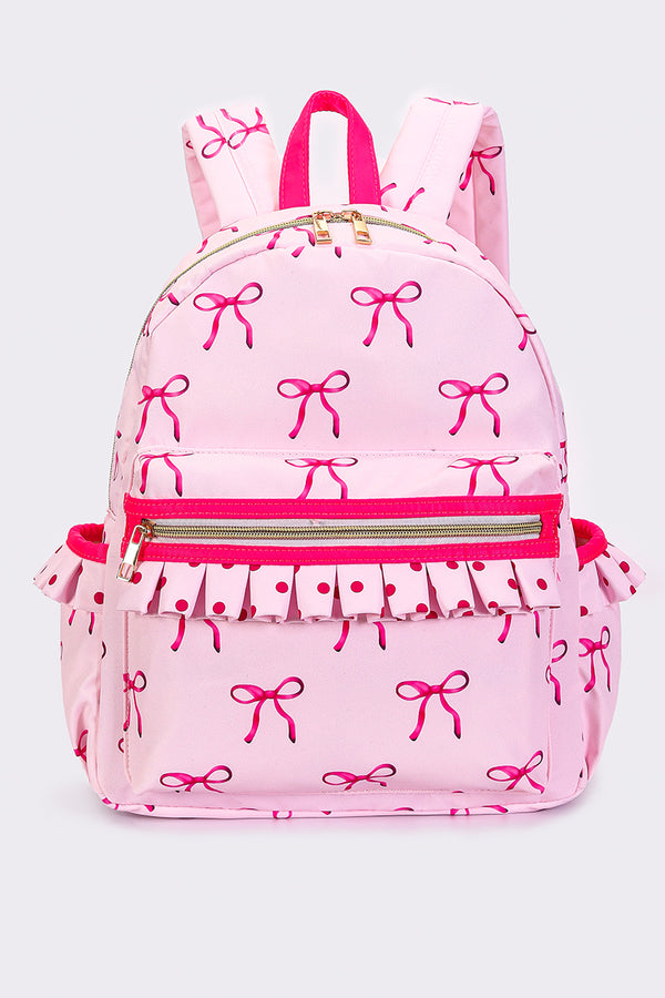 Girls Ruffle Backpack Bow Print Girls Ruffle Backpack – Sassy kids palace