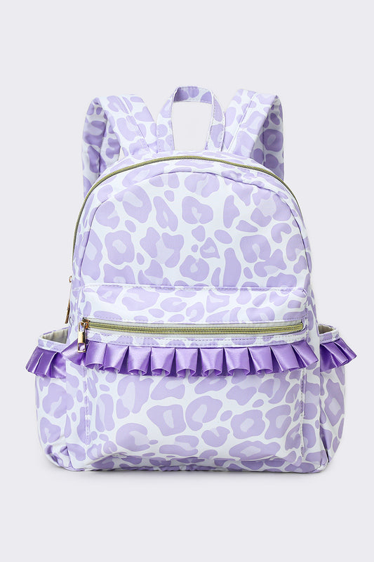 Cheetah Printed Girls Ruffle Backpack