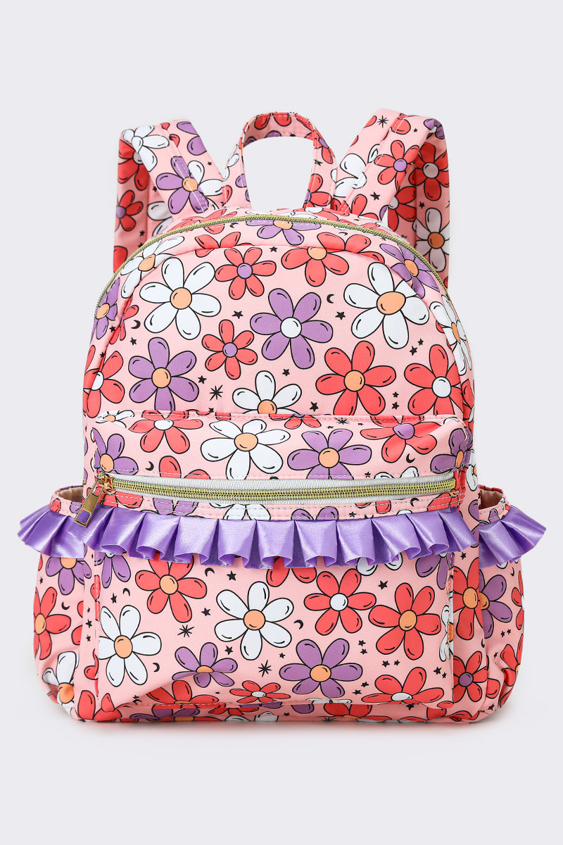Girls Ruffle Backpack Flower Printed Girls Ruffle Backpack – Sassy kids palace