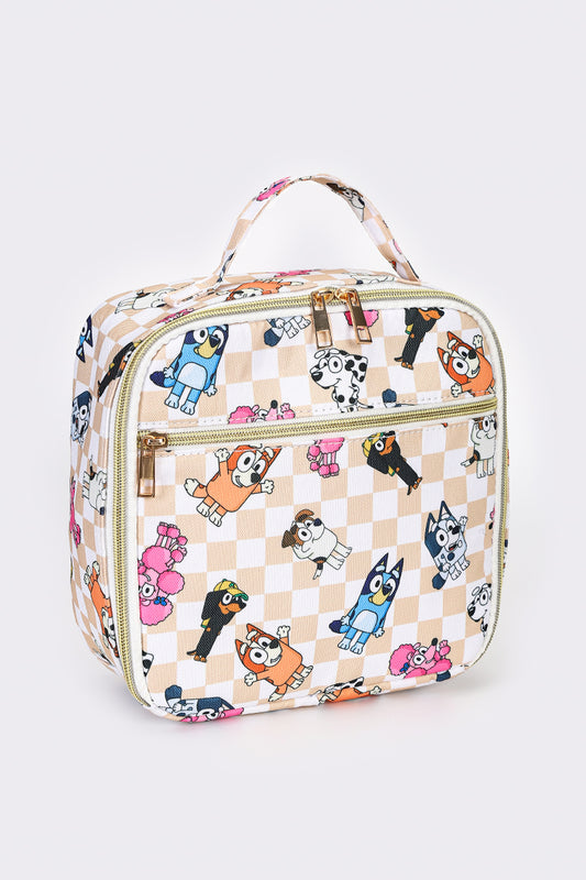 Kids Checkered Character Lunch Boxes Bag