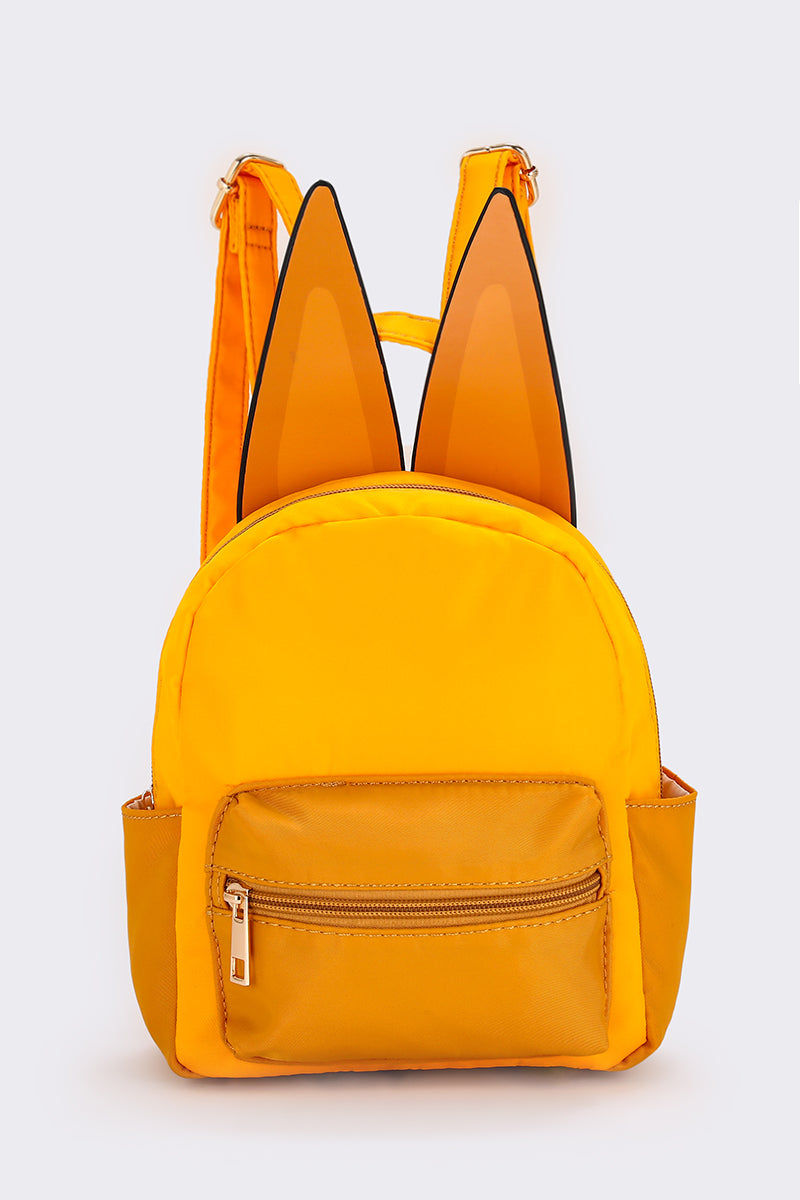 Yellow Character Printed Small Backpack