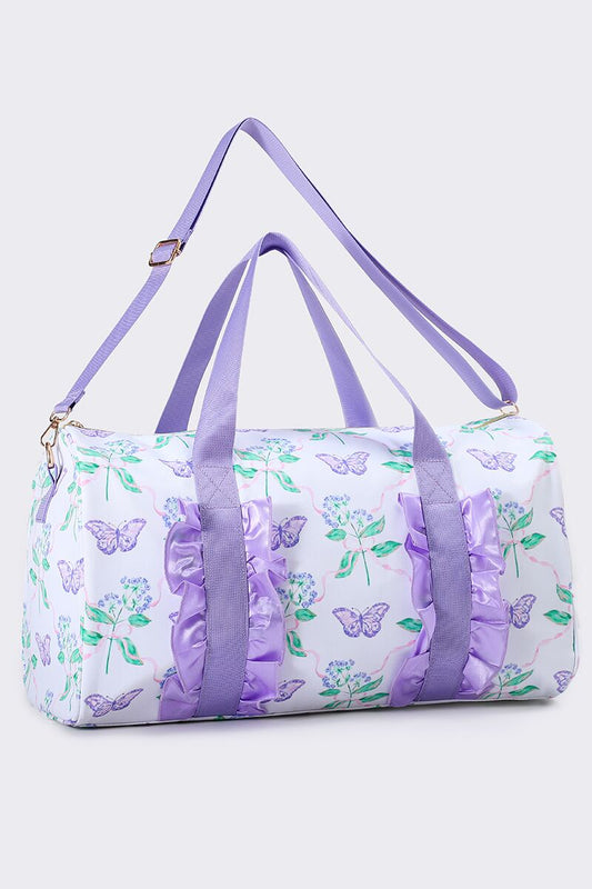 Women Butterfly Print Canvas Travel Bag