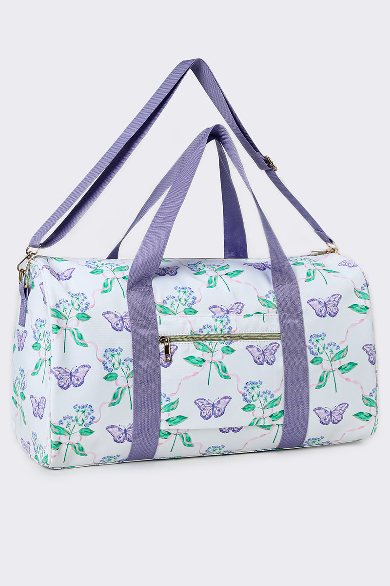 Women Butterfly Print Canvas Travel Bag