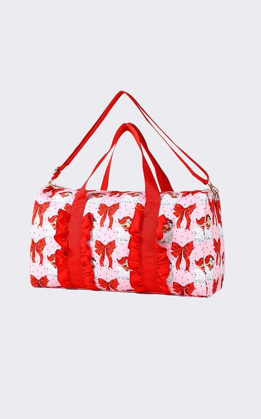 Santa Claus Bow Print Christmas Canvas Duffel Bag