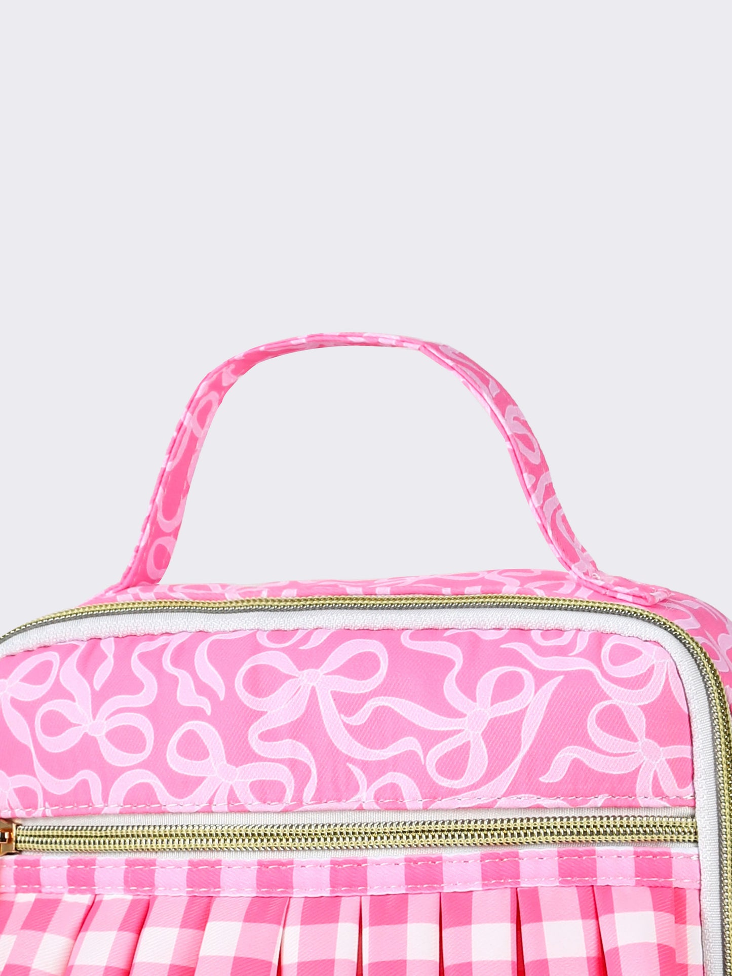 Gingham Ruffle Bow Printed Girls Lunch Box Bag