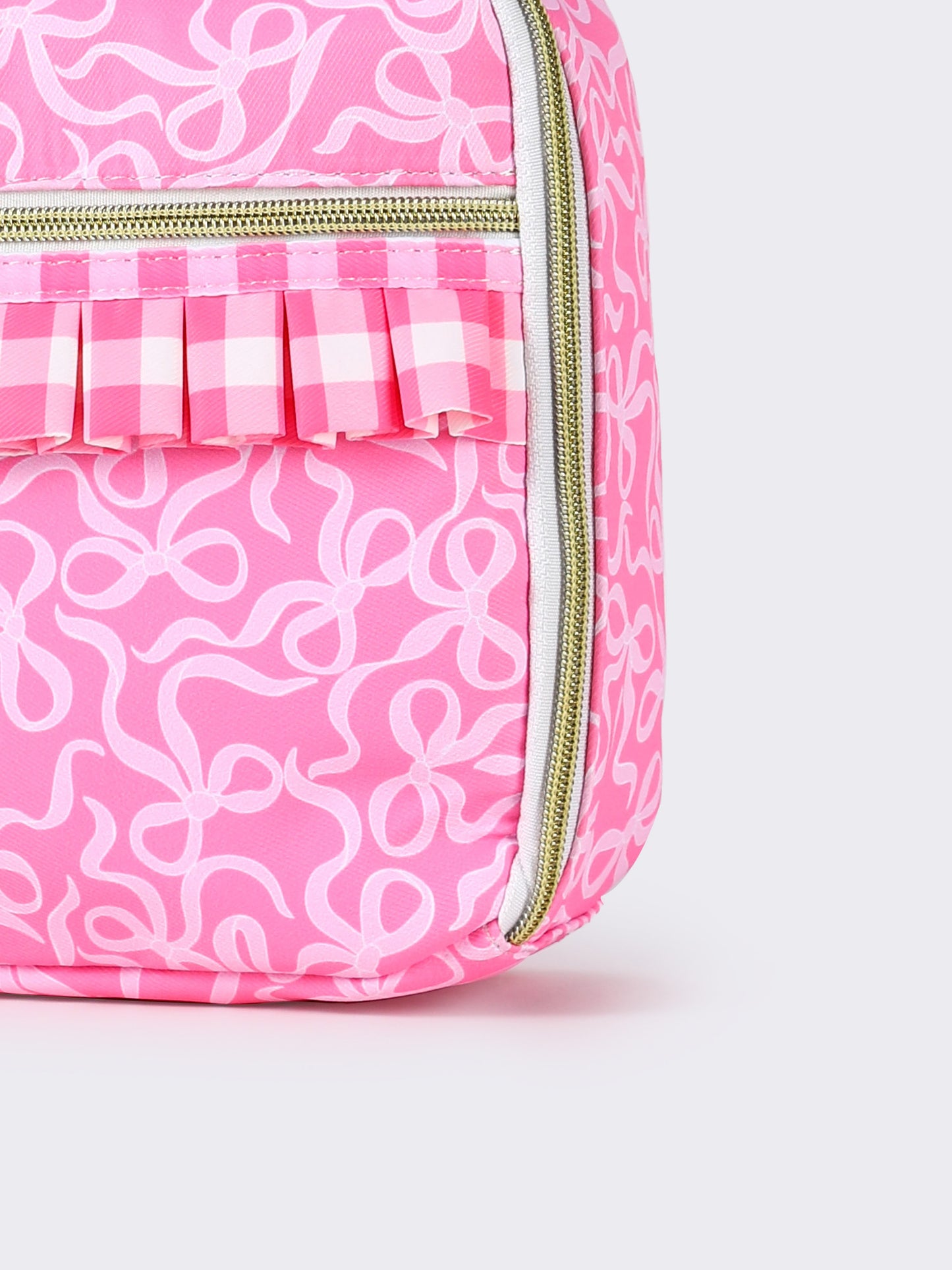 Gingham Ruffle Bow Printed Girls Lunch Box Bag