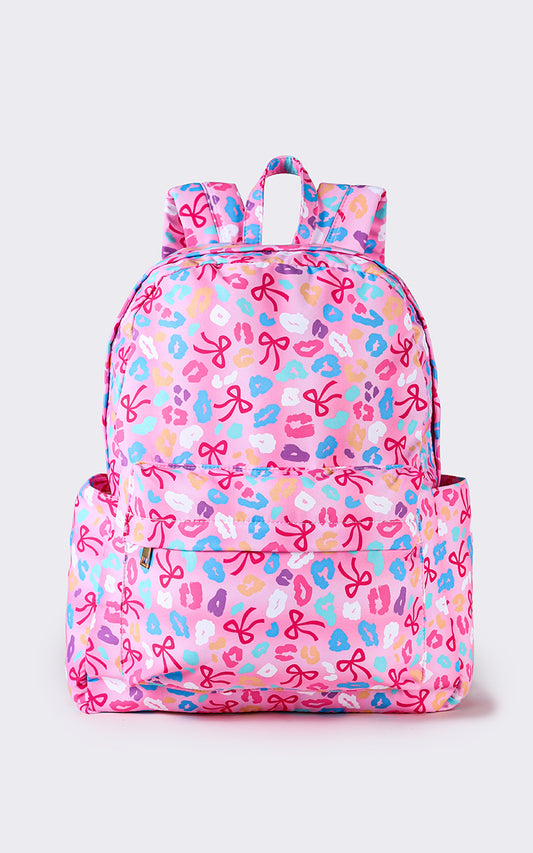 Cheetah Bow Printed Girls Backpack