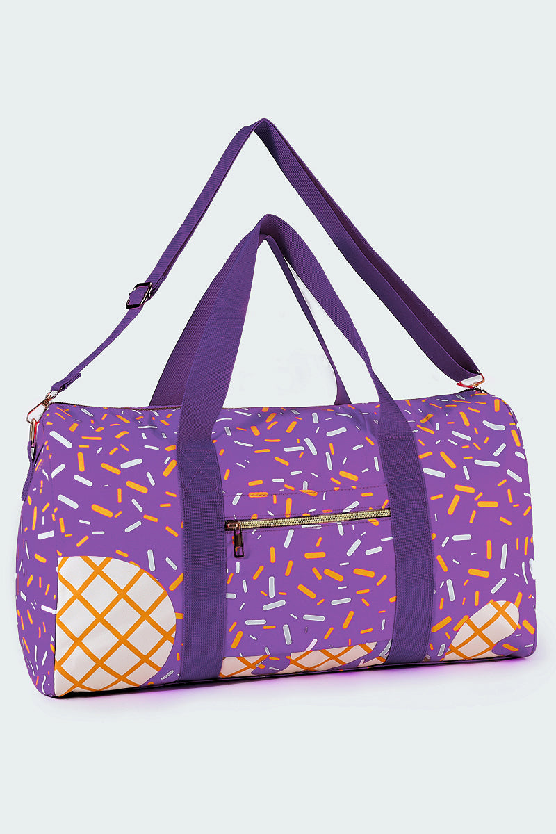 Purple Ice Cream Drip Pattern Canvas Duffle Bag