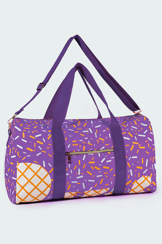 Purple Ice Cream Drip Pattern Canvas Duffle Bag