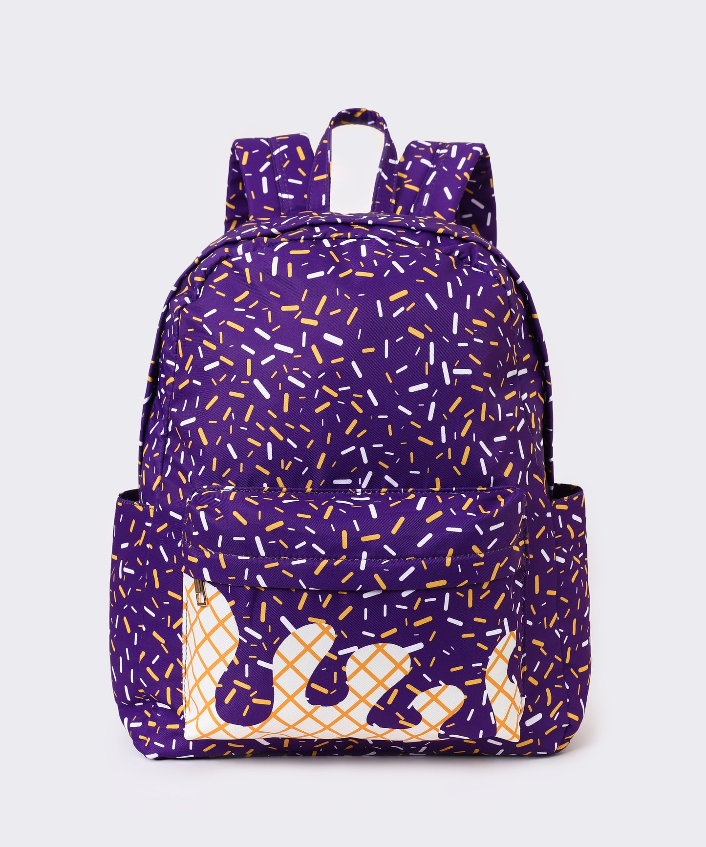 Purple Ice Cream Drip Kids Canvas Backpack