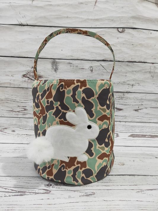 Rabbit Appliqué Camouflage Printed Easter Basket