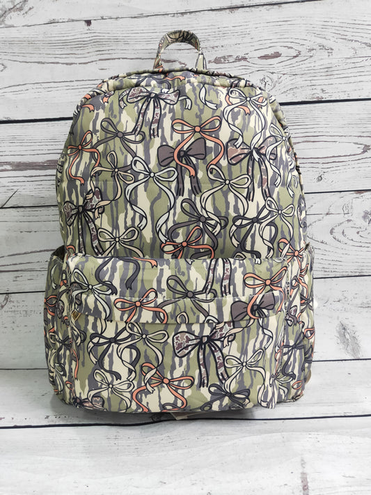Camouflage Bow Printed Girls Book Backpack