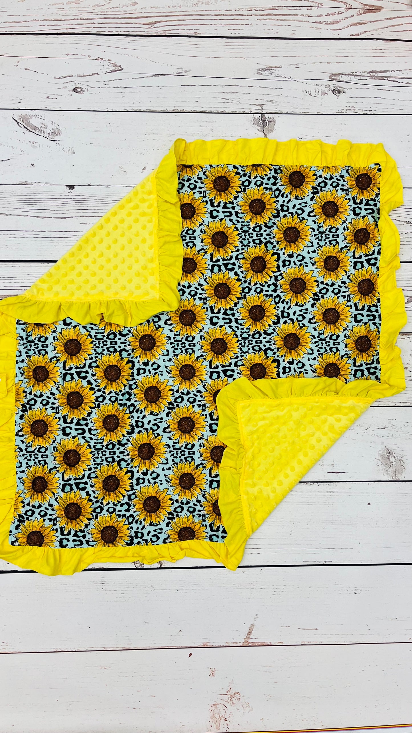 Yellow Sunflower Cheetah Baby Blanktes