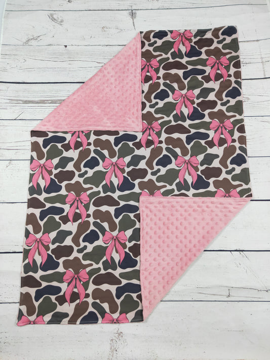 Baby Girls Camouflage Bow Printed Blanket