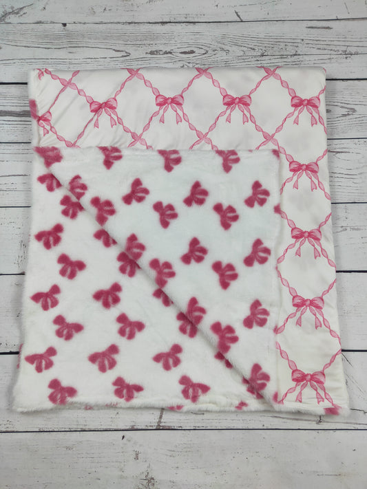 Pink Bow Printed Baby Blanket