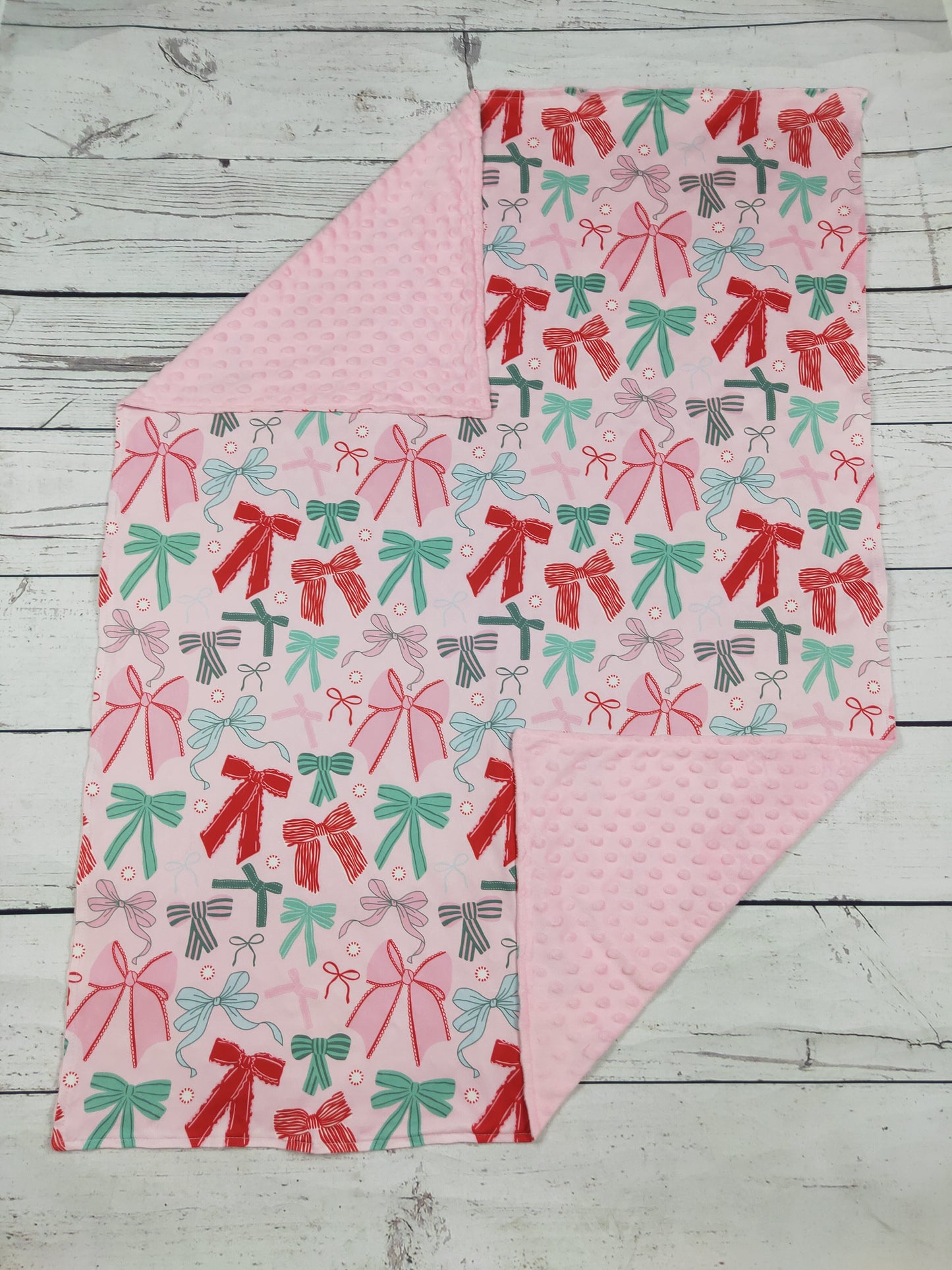 Baby Girl Bow Printed Pink Blanket