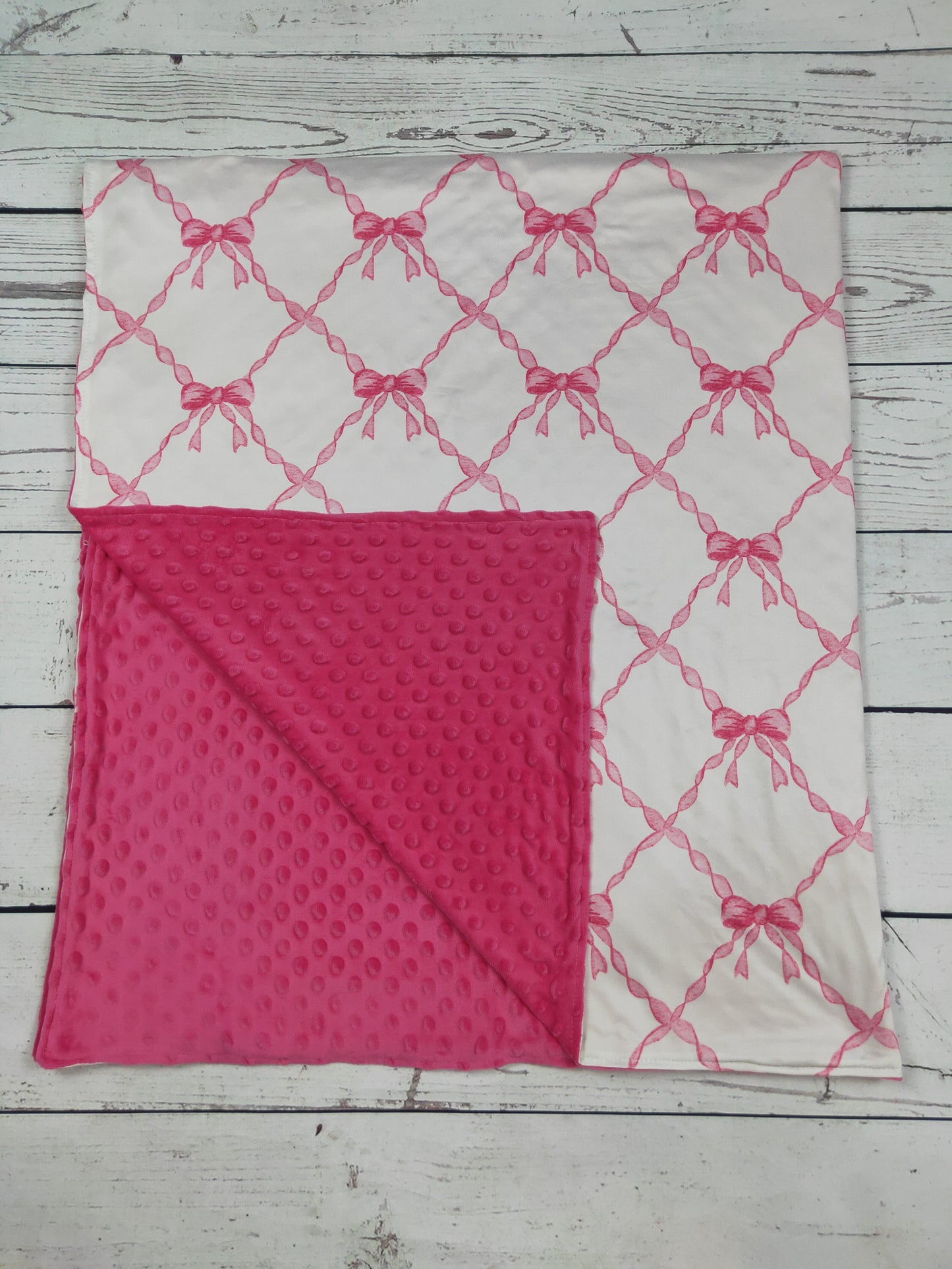 Pink Bow Printed Baby Girl Blanket