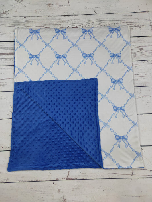 Blue Bow Printed Baby Girl Blanket