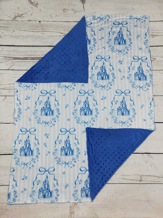Blue Bow Printed Baby Girls Blanket