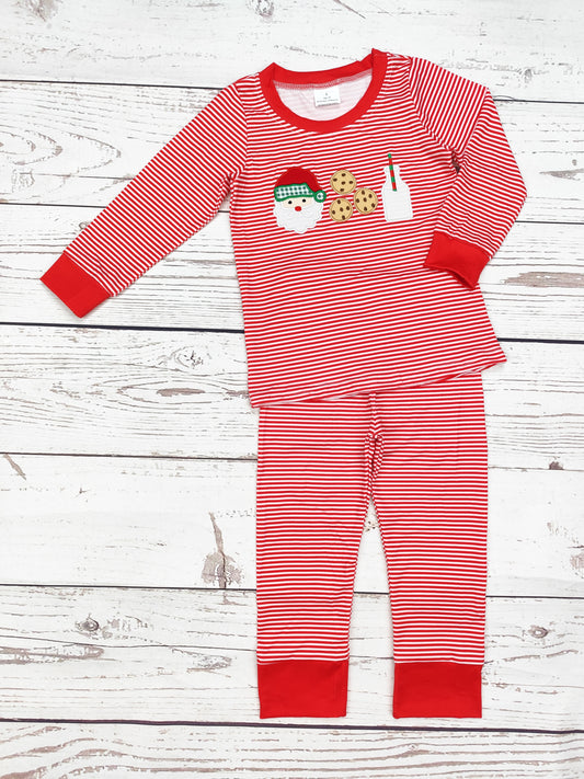 Santa's Milk & Cookies Appliqué Boys Pajamas