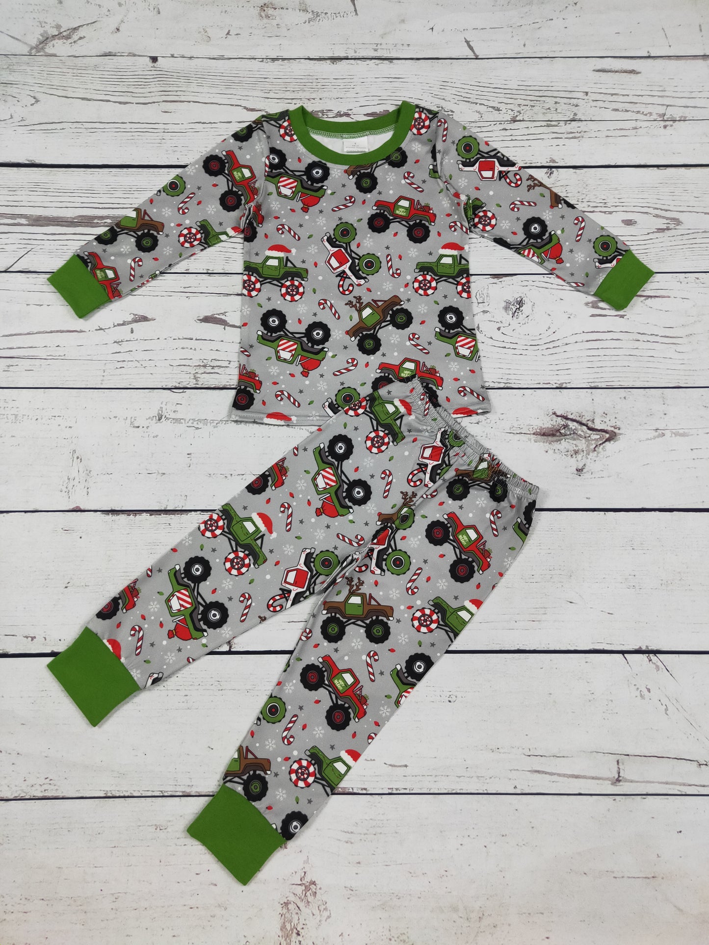 Baby Boys Grenn Printed Christmas Pajamas set