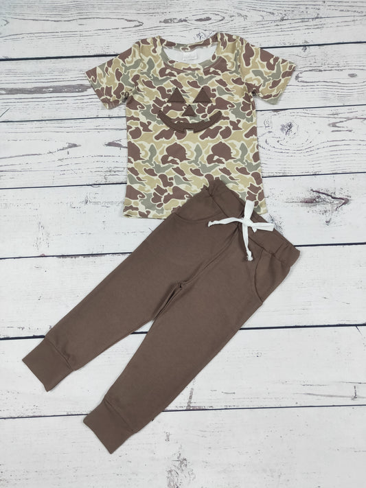 Camouflage Appliqué Boys Halloween Pants Set