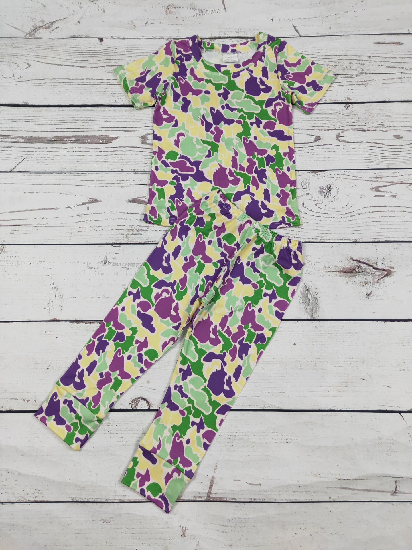 Baby Boys Mardi Gras Camouflage Printed Pajamas set