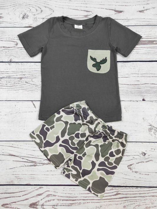 Baby Boy Duck Camouflage Printed Top Shorts Set