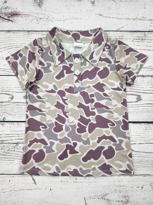 Boys Boy Camouflage Printed Hunting Polo