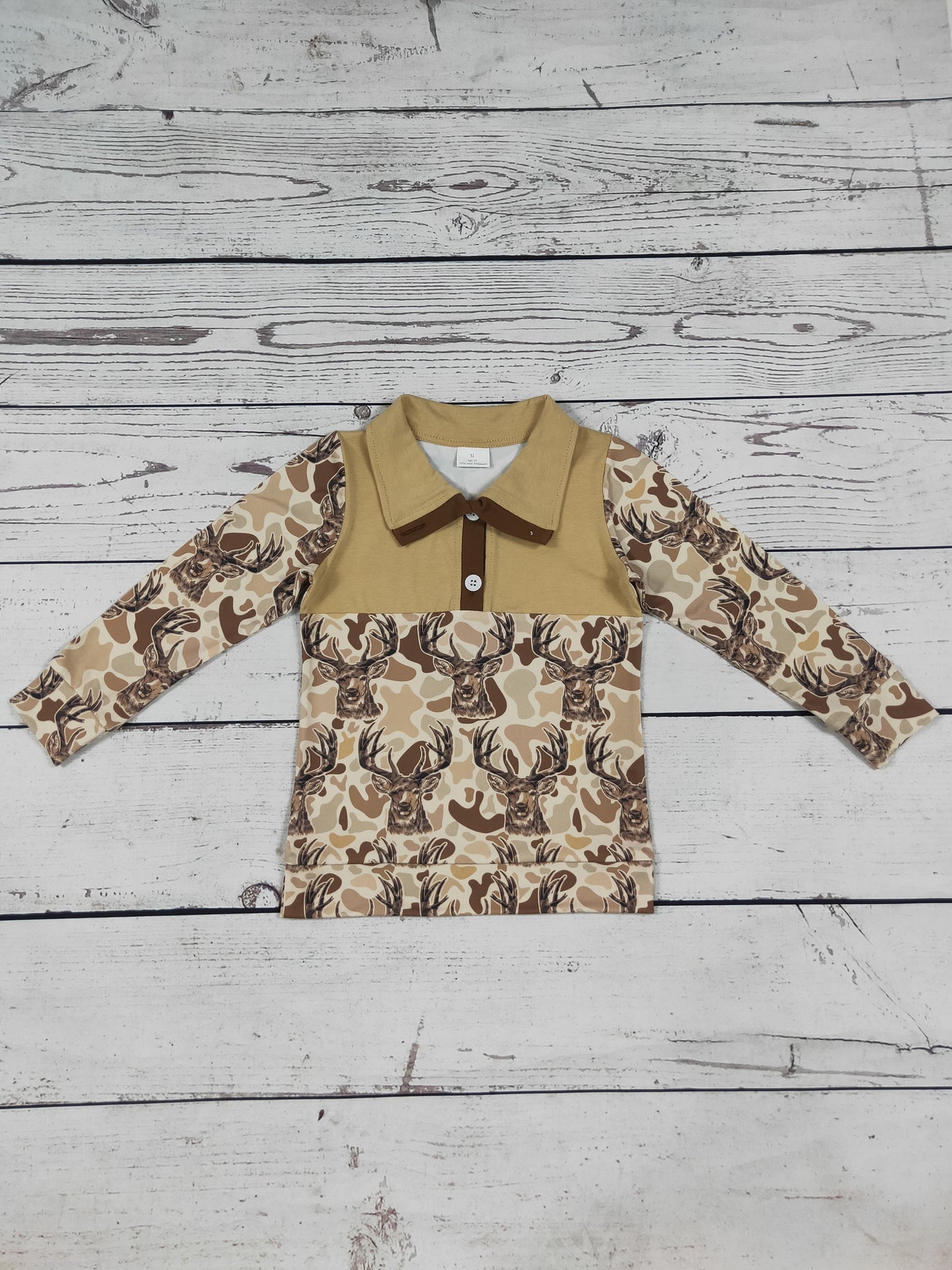 Kids Boys Camouflage Deer Printed Pullover