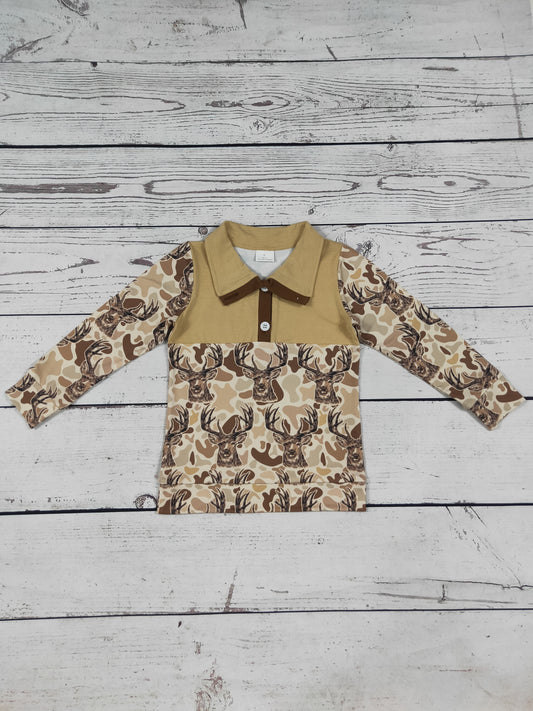 Kids Boys Camouflage Deer Printed Pullover