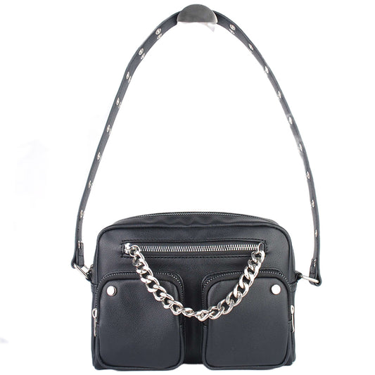 Black Crossbody Bag with Chain