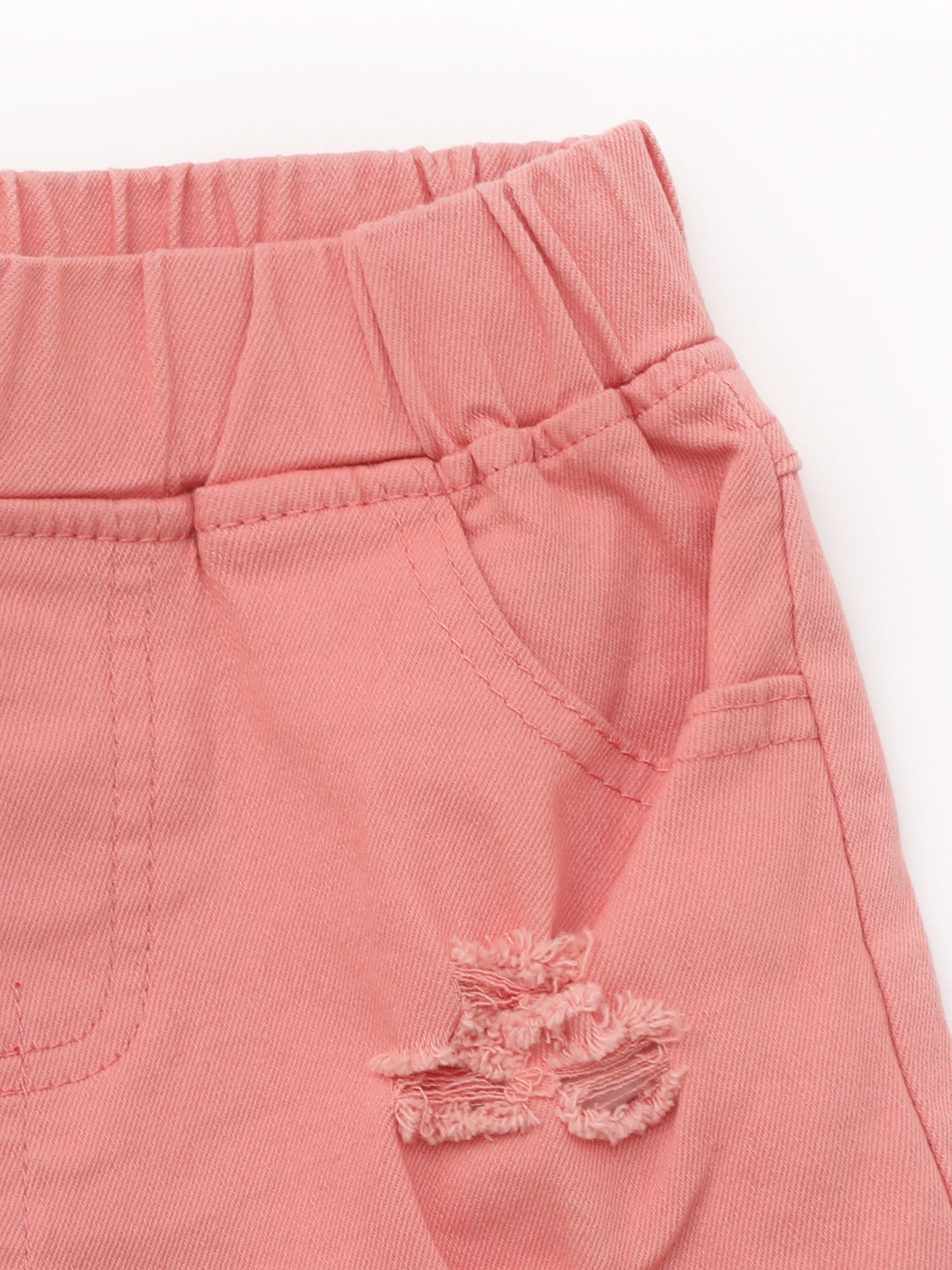 Girls Distressed Pink Denim Shorts