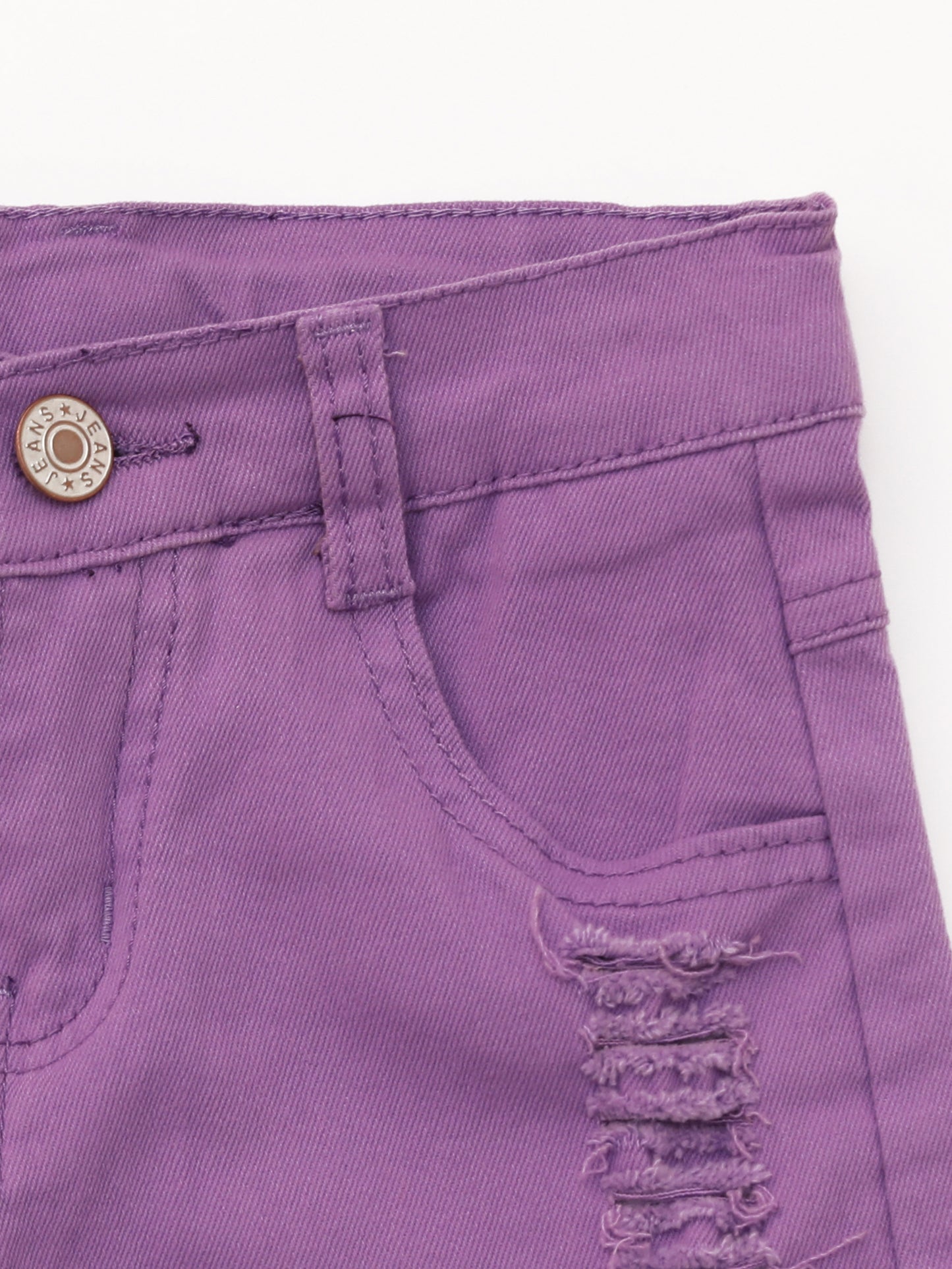 Kids Distressed Purple Denim Shorts