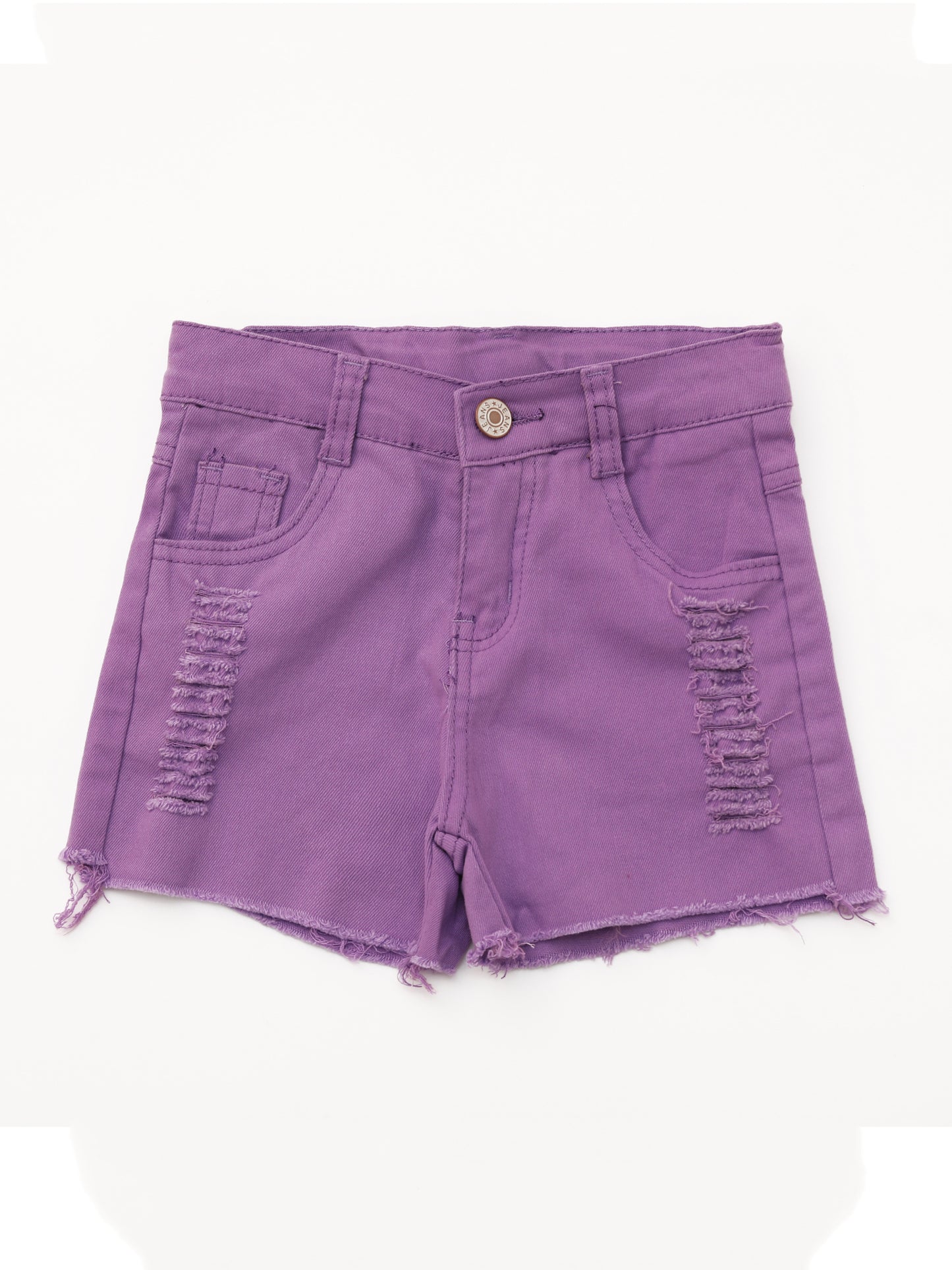 Kids Distressed Purple Denim Shorts